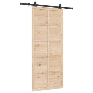 vidaXL Posuvn&eacute; dvere 80 x 208 cm Borovicov&yacute; mas&iacute;v Pr&iacute;rodn&aacute;