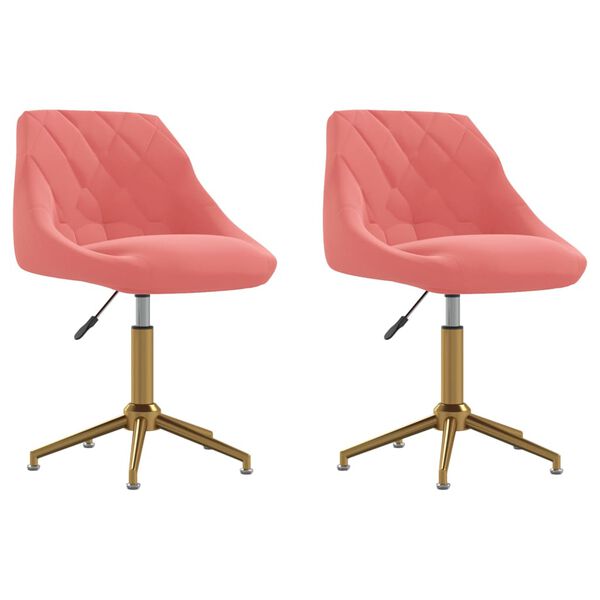 vidaXL Otočn&eacute; jed&aacute;lensk&eacute; stoličky 2 ks ružov&eacute; zamatov&eacute;