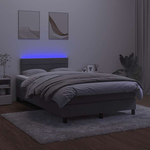 vidaXL Boxspring posteľ s matracom a LED, tmavosiv&aacute; 120x190 cm, zamat