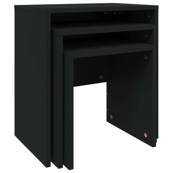 vidaXL Zasúvacie konferenčné stolíky 3 ks čierne drevotrieska