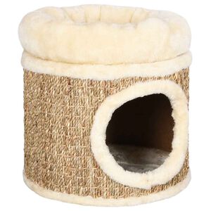 vidaXL Domček pre mačky s luxusn&yacute;m vank&uacute;&scaron;om 33 cm, morsk&aacute; tr&aacute;va