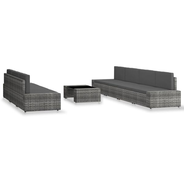 vidaXL 8-dielna záhradná sedacia súprava, polyratan, sivá