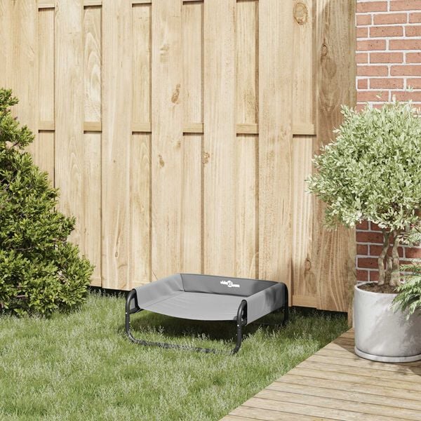 vidaXL Psia postel' Svetlosivá s Oxfordská tkanina a oceľ