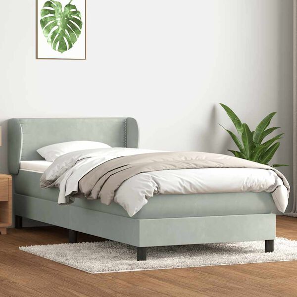 vidaXL Box Spring Posteľ s matracom Svetlosiv&aacute; 90x210 cm Zamat