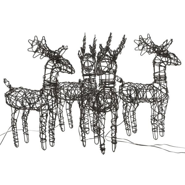 vidaXL Vianočn&eacute; dekor&aacute;cie 4 ks soby 160 LED tepl&eacute; biele ratanov&eacute;