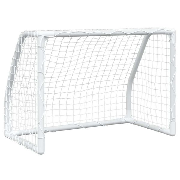 vidaXL Detsk&eacute; futbalov&eacute; br&aacute;nky 2 ks s loptou biele 64x35x48 cm kovov&eacute;