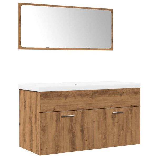 vidaXL 3-dielna sada k&uacute;peľňov&eacute;ho n&aacute;bytku dub artisan kompozitn&eacute; drevo