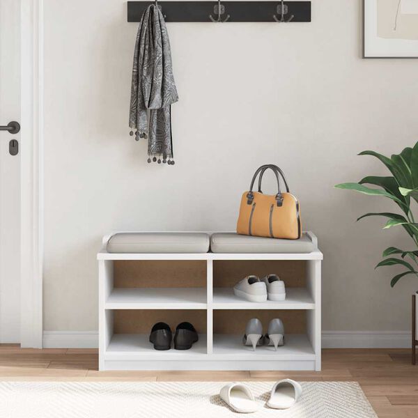 vidaXL Lavica do predsiene SANDNES biela 87x40x50 cm borovicov&yacute; mas&iacute;v