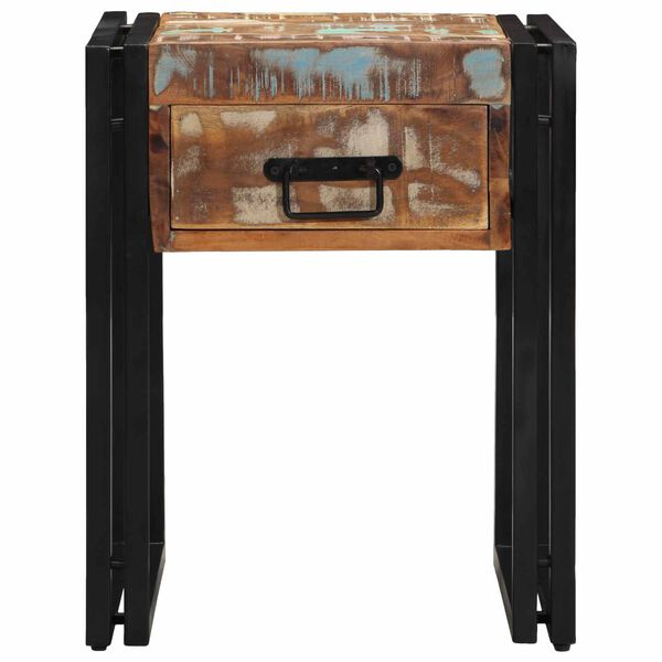 vidaXL Koncov&yacute; st&ocirc;l so z&aacute;suvkou 40 x 40 x 50 cm Mas&iacute;vne obnoven&eacute; drevo