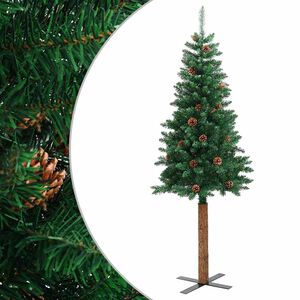 vidaXL &Uacute;zky vianočn&yacute; stromček, prav&eacute; drevo a &scaron;i&scaron;ky, zelen&yacute; 150 cm, PVC