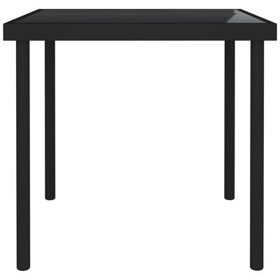 vidaXL Vonkajší jedálenský stôl čierny 80x80x72 cm sklo a oceľ