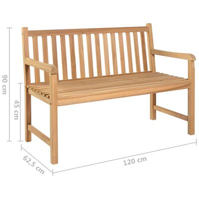 vidaXL Záhradná lavička s bledozelenou podložkou 120 cm tíkový masív
