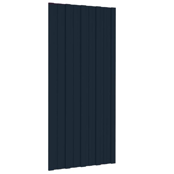 vidaXL Strešné panely 12 ks pozinkovaná oceľ antracitové 100x45 cm