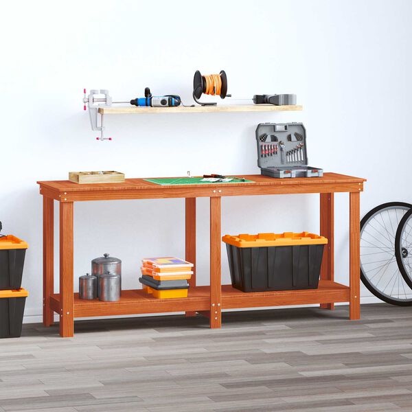 vidaXL Pracovn&yacute; st&ocirc;l Voskov&aacute; Hned&aacute; 180 x 50 x 80 cm Mas&iacute;vna borovica