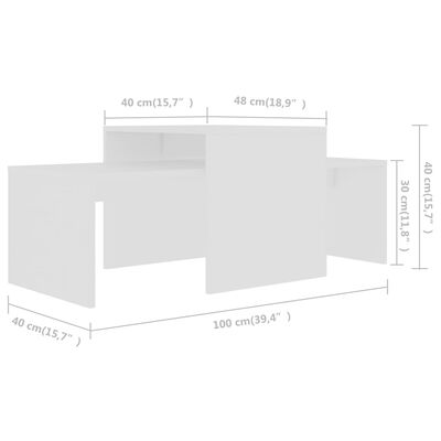 vidaXL Konferenčné stolíky, biele 100x48x40 cm, drevotrieska