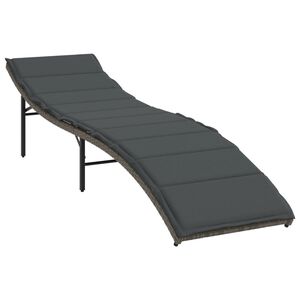 vidaXL Z&aacute;hradn&eacute; ležadlo s vank&uacute;&scaron;om siv&eacute; 55x199x50 cm polyratan