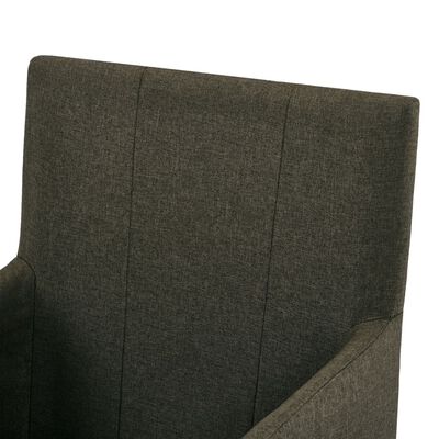 vidaXL Jedálenské stoličky s opierkami 2 ks, hnedé, látka