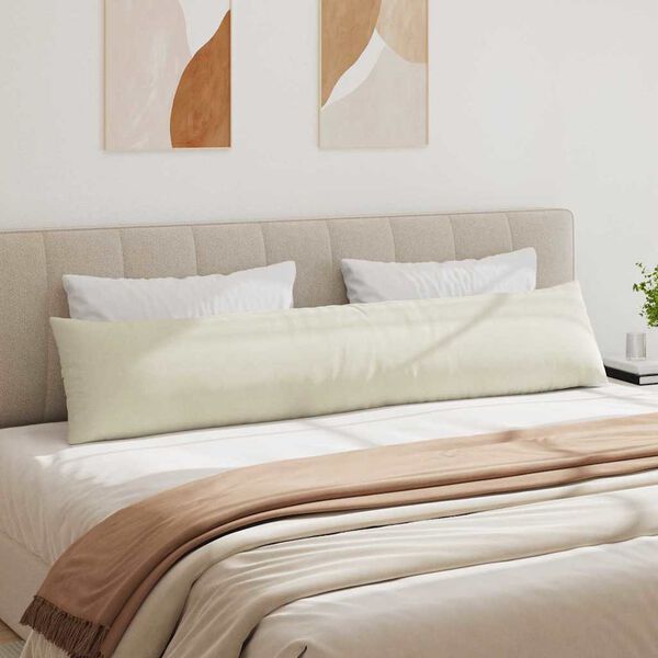 vidaXL Vankúše na pohovku 2 pcs Krémová 200 x 40 cm Kordúrová tkanina