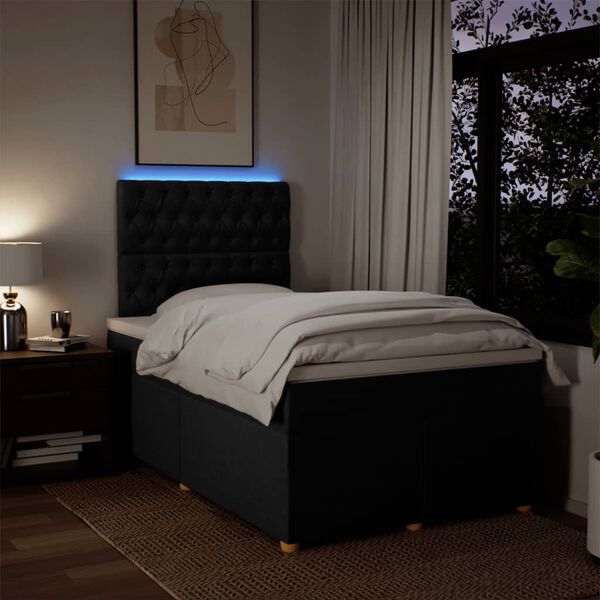 vidaXL Boxspring posteľ s matracom čierna 120x190 cm l&aacute;tka