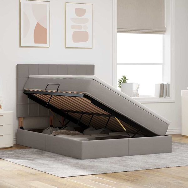 vidaXL Postel s &uacute;ložn&yacute;m prostorem a LED svetlom Sivohned&aacute; 140 x 190 cm