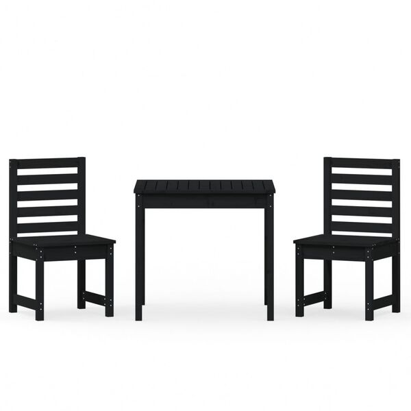 vidaXL 3-dielna z&aacute;hradn&aacute; bistro s&uacute;prava čierna borovicov&yacute; mas&iacute;v