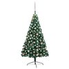 vidaXL Osvetlen&yacute; umel&yacute; polovičn&yacute; vianočn&yacute; stromček+gule, zelen&yacute; 150 cm