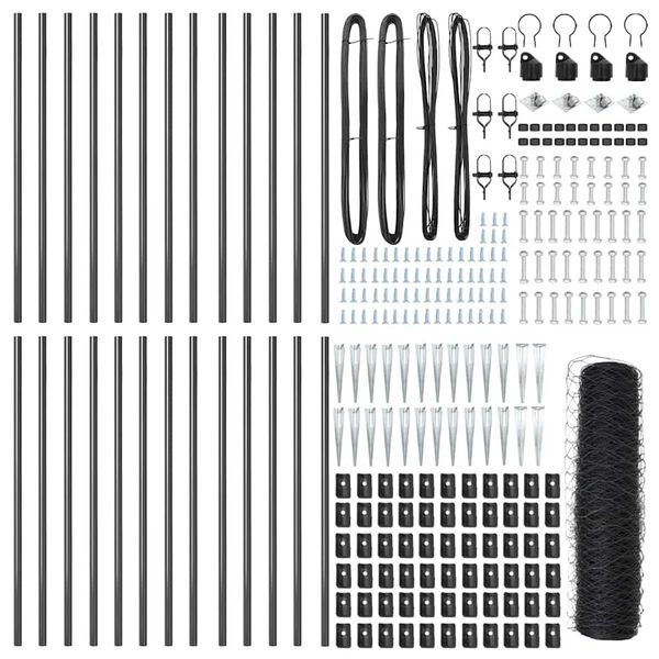 vidaXL Stĺp na plot. Siv&aacute; 50 x 0,6 m (36 mm sieť) Ocel a PVC