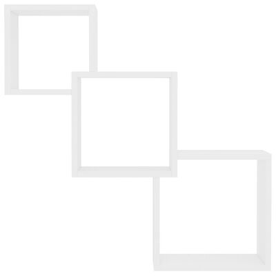 vidaXL Kockové nástenné police biele 68x15x68 cm drevotrieska