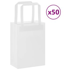 vidaXL Papierov&eacute; ta&scaron;ky 50 ks s r&uacute;čkami, biele, 15x8x21 cm