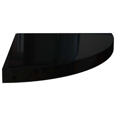 vidaXL Plávajúce rohové police 4 ks, lesklé čierne 35x35x3,8 cm, MDF