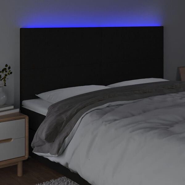 vidaXL Čelo postele s LED čierne 160x5x118/128 cm l&aacute;tka