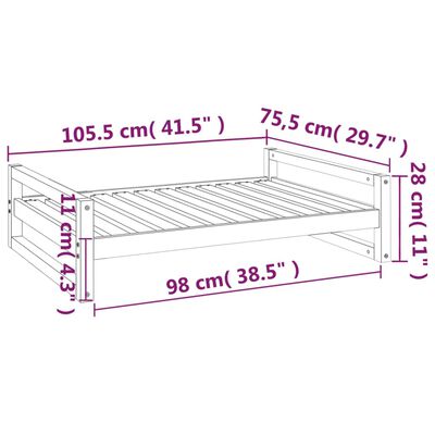 vidaXL Psia posteľ 105,5x75,5x28 cm borovicový masív