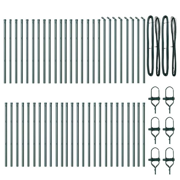 vidaXL Stĺp na plot. Iný 52 pcs Zelená 3,2 x 3,2 x 120 cm Oceľ