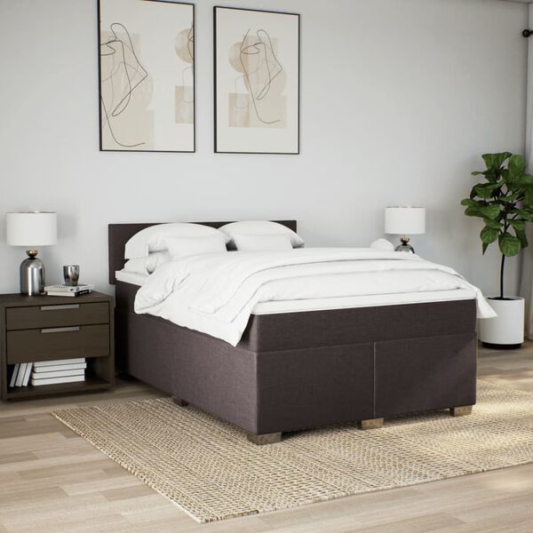 vidaXL Boxspring posteľ s matracom tmavohned&aacute; 160x200 cm l&aacute;tka