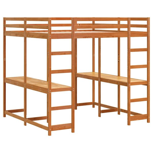 vidaXL Poschodov&aacute; posteľ stol&iacute;k rebr&iacute;k voskovohned&aacute; 200x200cm borovica