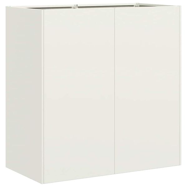 VidaXL kvetin&aacute;č Biela 80x40x80 cm Oceľ valcovan&aacute; za studena