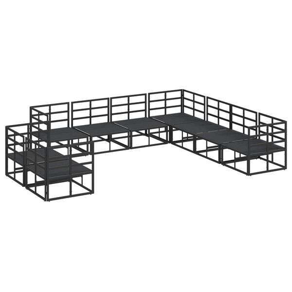 vidaXL S&uacute;prava z&aacute;hradn&yacute;ch pohoviek s vank&uacute;&scaron;om 9 pcs Čierna Hlin&iacute;k