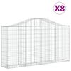 vidaXL Oblúkové gabiónové koše 8ks 200x30x100/120cm pozinkované železo