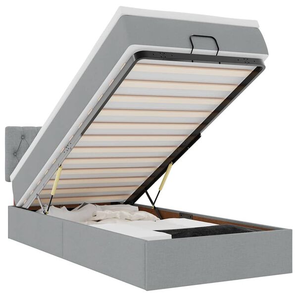 vidaXL Osmansk&aacute; posteľ s matracom a LED svetlosiv&aacute; 80x200cm l&aacute;tka