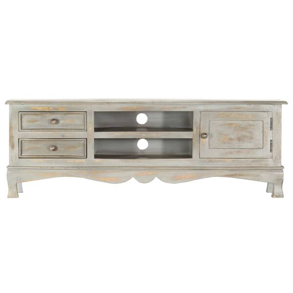 vidaXL TV skrinka siv&aacute; 120x30x42 cm mas&iacute;vne mangovn&iacute;kov&eacute; drevo