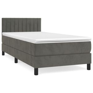 vidaXL Posteľn&yacute; r&aacute;m boxspring s matracom tmavosiv&yacute; 80x200 cm zamat