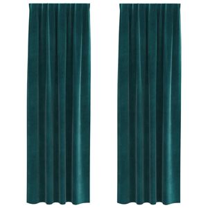 vidaXL Zatemňovacie z&aacute;vesy 2 pcs Tmavozelen&aacute; 140 x 245 cm Zamat