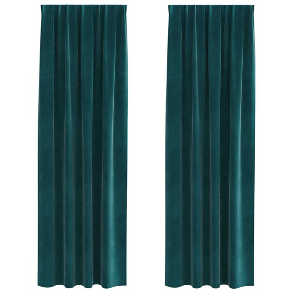 vidaXL Zatemňovacie závesy 2 pcs Tmavozelená 140 x 245 cm Zamat