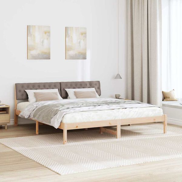 vidaXL R&aacute;m postele Hned&aacute; a taupe 180 x 200 cm Borovicov&yacute; mas&iacute;v