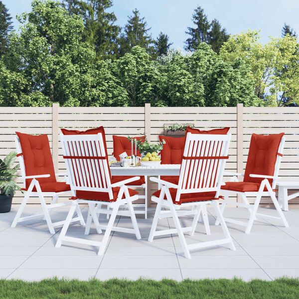 vidaXL Vankúše na stoličky 6 ks červená melanž 120x50x7 cm látka