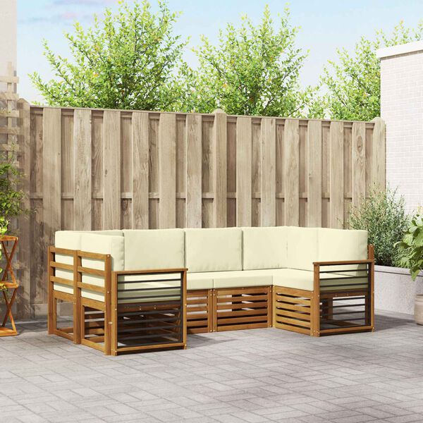 vidaXL S&uacute;pravy pohoviek 6 pcs Pr&iacute;rodn&aacute; a kr&eacute;mov&aacute; Pevn&eacute; ak&aacute;ciov&eacute; drevo