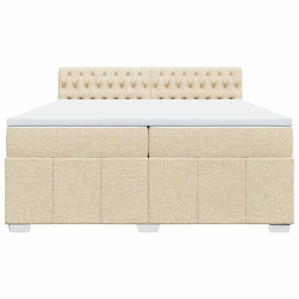 vidaXL Boxspring posteľ s matracom kr&eacute;mov&aacute; 200x200 cm l&aacute;tka