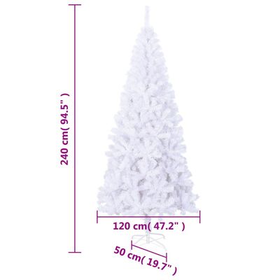 vidaXL Umelý vianočný stromček, L, 240 cm, biely