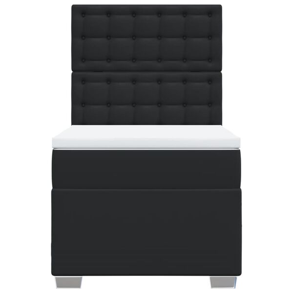 vidaXL Boxspring posteľ s matracom čierna 90x200 cm umel&aacute; koža