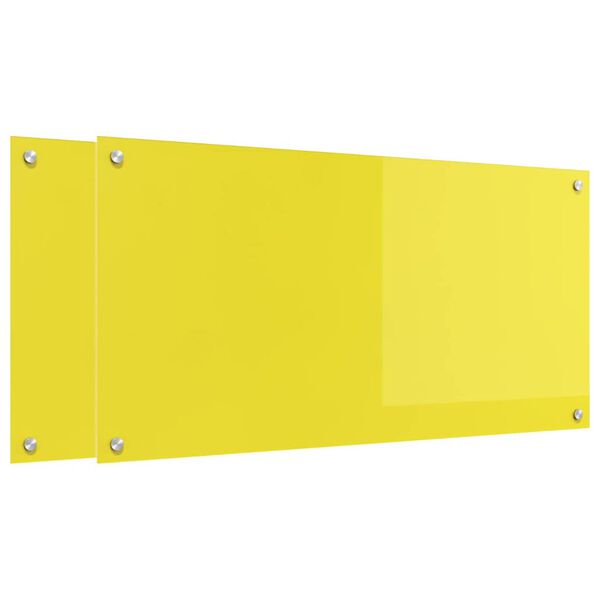 vidaXL Kuchynsk&yacute; backsplash 2 pcs Žlt&aacute; 100 x 50 cm tvrden&eacute; sklo